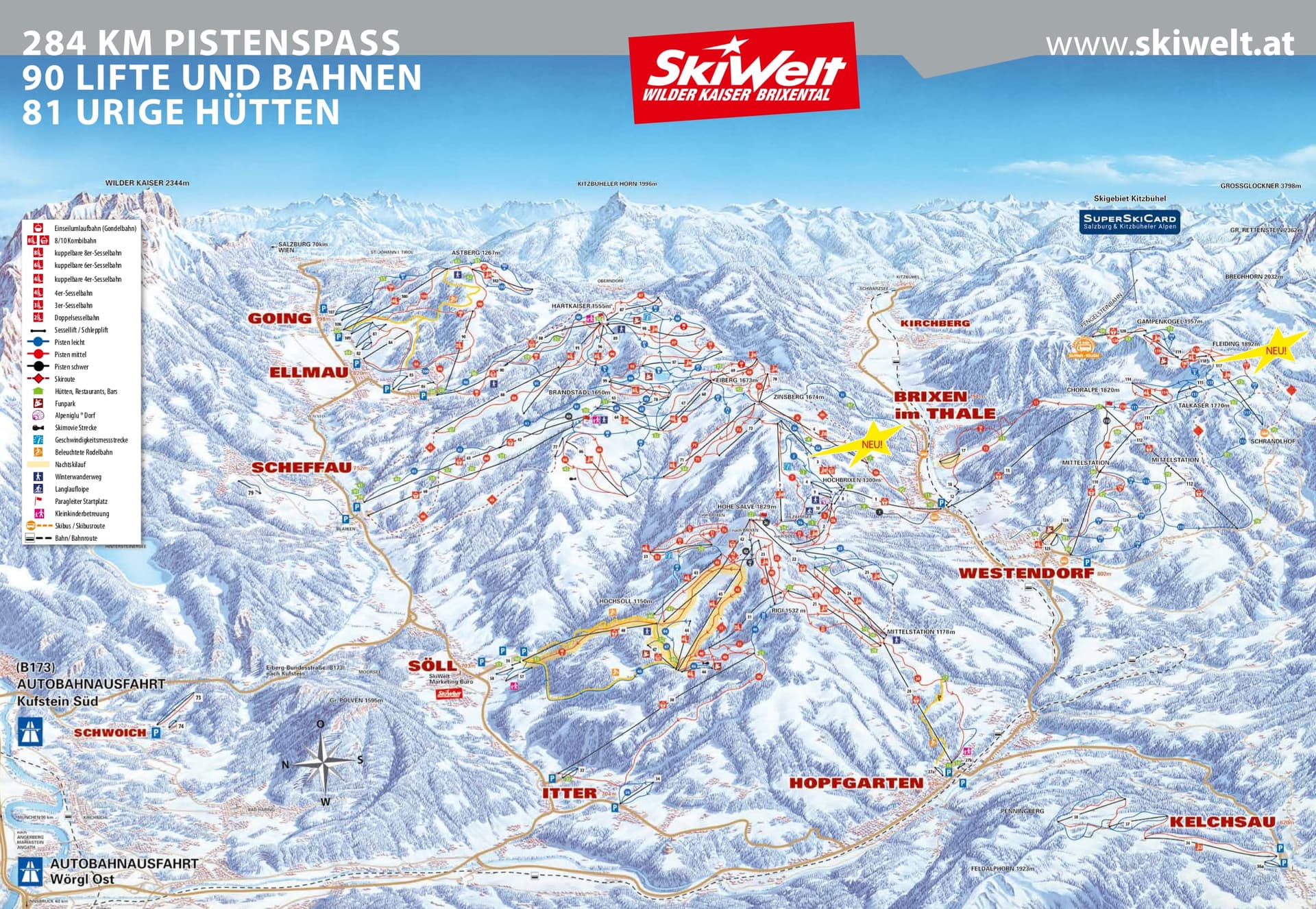 Brixen im Thale ski map
